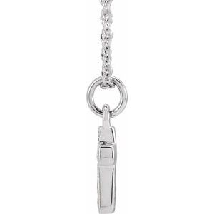 14K White Gold Round 1.2Mm H+ I1 .04 Ctw Natural Diamond Youth Cross Necklace, Length: 15 In