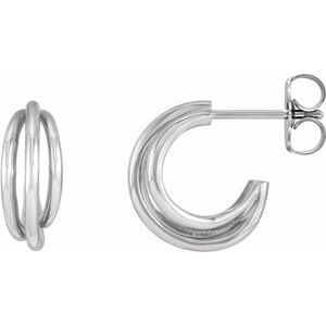 Sterling Silver Multi- Layer Metal Hoop Earrings