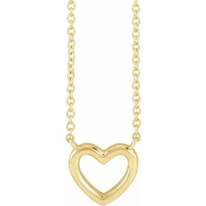 14K Yellow Gold 9.18 X 8.9 Mm 18 In Polished Heart Necklace
