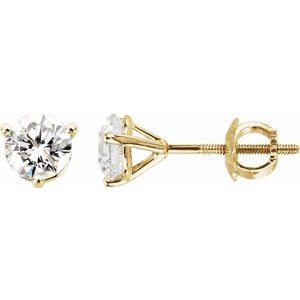 14K Yellow Gold Round 5.7Mm Natural Diamond 3-Prong Earrings