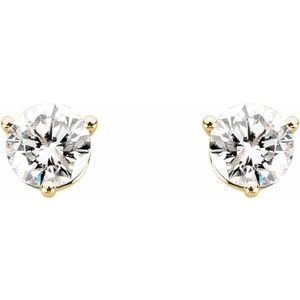 14K Yellow Gold Round 5.7Mm Natural Diamond 3-Prong Earrings