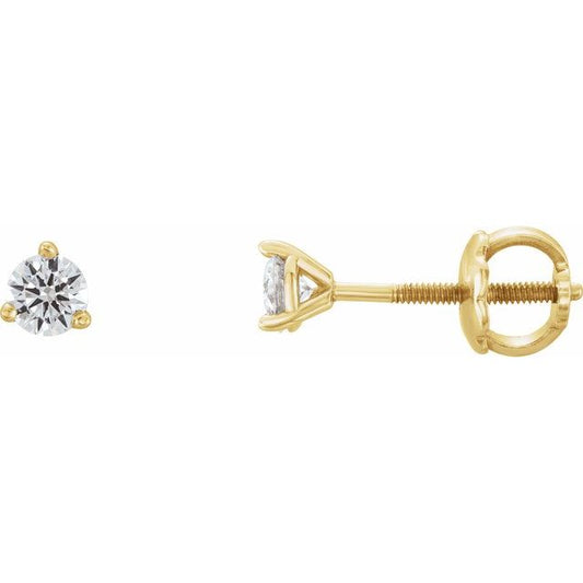 14K Yellow Gold Round Pair 3Mm Natural Diamond Earrings