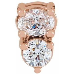 14K Rose Gold Oval 4 X 3Mm Ghi Si2-Si3 1/4 Ctw Natural Diamond Pendant Slide