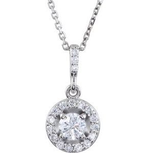 14K White Gold Round 5.6Mm Gh Si1-Si2 9/10 Ctw Lab-Grown Diamond Necklace, Length: 18 In