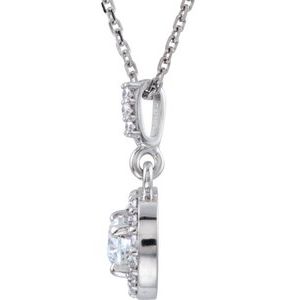 14K White Gold Round 5.6Mm Gh Si1-Si2 9/10 Ctw Lab-Grown Diamond Necklace, Length: 18 In