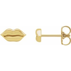 14K Yellow Gold 8 X 3.92 Mm Each Friction Back Polished Metal Lips Stud Earring