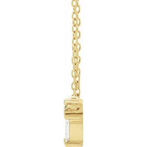 14K Yellow Gold Straight Baguette 3.5 X 1.5Mm G-H Si2-Si3 .07 Ctw Natural Diamond Necklace, Length: 18 In