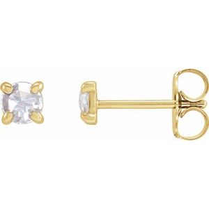 14K Yellow Gold Round 3.5Mm Vs/Si1, Ghi 1/6 Ctw Natural Diamond Rose-Cut 4-Prong Claw-Prong Friction Back Earrings