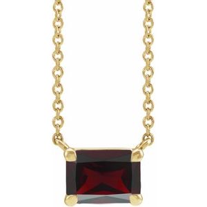 14K Yellow Gold Emerald 5 X 3 Mm  Natural Mozambique Garnet Claw-Prong Necklace, Length: 18 In