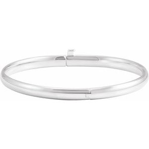 14K White Gold 5 1/2 In Polished Baby Bangle With Snap Box Clasp