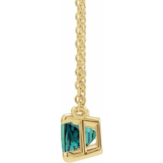 14K Yellow Or Rose Gold Emerald 5 X 3 Mm 18 In Polished  Lab-Grown Gemstone Claw-Prong Necklace