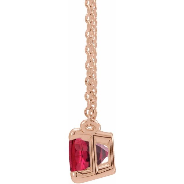 14K Yellow Or Rose Gold Emerald 5 X 3 Mm 18 In Polished  Lab-Grown Gemstone Claw-Prong Necklace