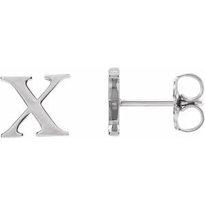 14K White Gold Single Roman Numeral X Earring