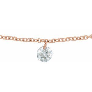 14K Rose Gold Round 3.5Mm G-H I1 1/6 Ct Natural Diamond Solitaire Adjustable Necklace, Length: 18 In