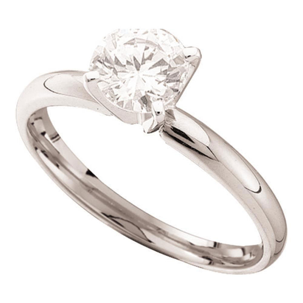 14K White Gold Womens Round Diamond Solitaire Bridal Wedding Engagement Ring 1/6 Cttw, Womens Size: 5-10