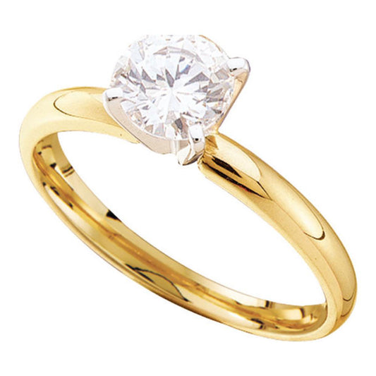 14K Yellow Gold Womens Round Diamond Solitaire Bridal Wedding Engagement Ring 1/6 Cttw, Womens Size: 5-10