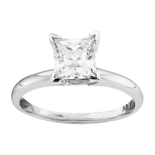 14K White Gold Womens Princess Diamond Solitaire Bridal Wedding Engagement Ring 1/6 Cttw, Womens Size: 5-10