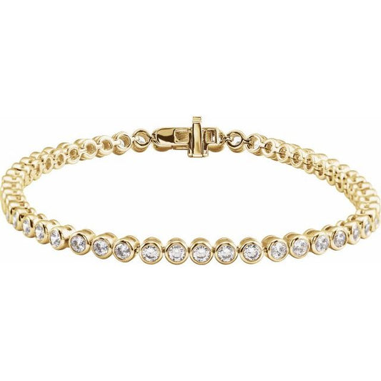 14K Yellow Or White Gold Round  2.5Mm  Si1-Si2, G-H 7 In Polished 3 1/2 Ctw Lab-Grown Diamond Bezel-Set Bracelet