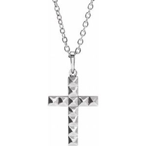 Sterling Silver 27.22 X 14.29 Mm 20 In Polished Pyramid Inspired Cross Necklace