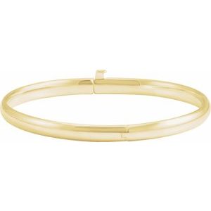 14K Yellow Gold 5 1/2 In Polished Baby Bangle With Snap Box Clasp