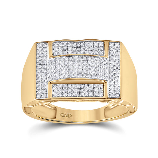 10K Yellow Gold Mens Round Diamond Cluster Ring 1/2 Cttw, Mens Size: 7-13