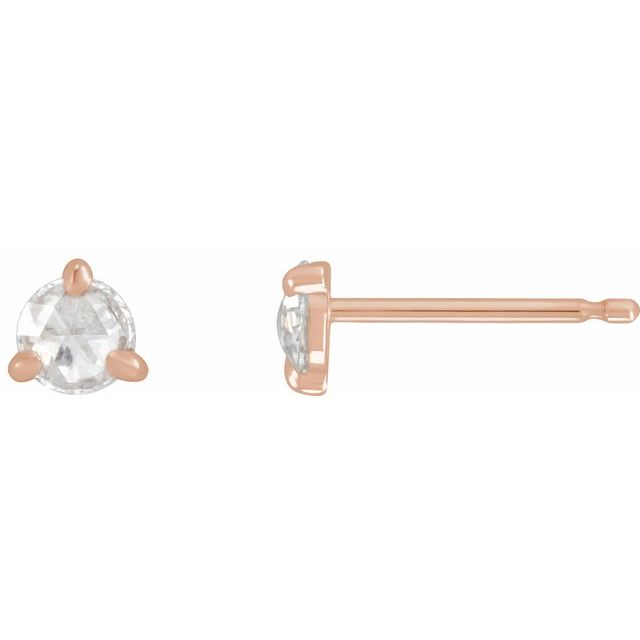 14K Yellow Or White Or Rose Gold Round Vs/Si1, Ghi Friction Back 3-Prong Polished Natural Diamond Claw-Prong Rose-Cut Earrings