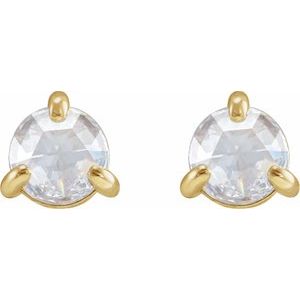 14K Yellow Gold Round 4.5Mm Vs/Si1, Ghi 3/8 Ctw Natural Diamond Claw-Prong Rose-Cut Friction Back Earrings