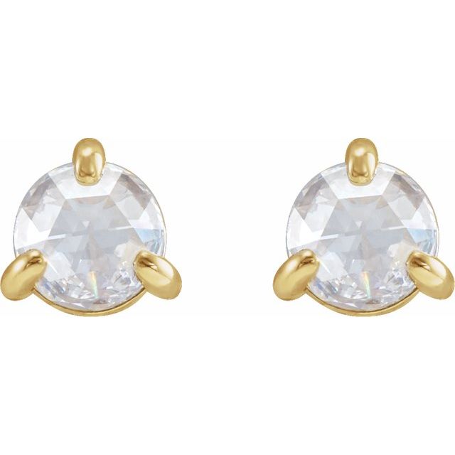 14K Yellow Or White Or Rose Gold Round Vs/Si1, Ghi Friction Back 3-Prong Polished Natural Diamond Claw-Prong Rose-Cut Earrings