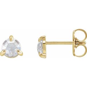 14K Yellow Gold Round 4.5Mm Vs/Si1, Ghi 3/8 Ctw Natural Diamond Claw-Prong Rose-Cut Friction Back Earrings