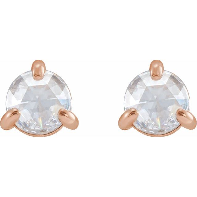 14K Yellow Or White Or Rose Gold Round Vs/Si1, Ghi Friction Back 3-Prong Polished Natural Diamond Claw-Prong Rose-Cut Earrings