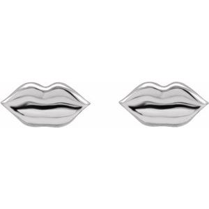 Sterling Silver 8 X 3.92 Mm Pair Friction Backs Included Polished Metal Lips Stud Earrings