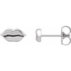 Sterling Silver 8 X 3.92 Mm Each Friction Back Included Polished Metal Lips Stud Earring