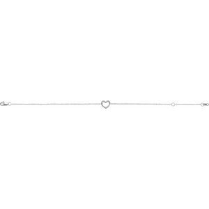 14K White Gold 12.1 X 8 Mm 6 1/2-7 1/2 In Polished Heart Bracelet