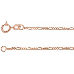 14K Yellow Or White Or Rose Gold Or Sterling Silver 1.28 mm Spring Ring Polished Figaro Chain