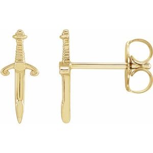 14K Yellow Gold 11 X 4.56 Mm Pair Friction Backs Included Polished Dagger Earrings