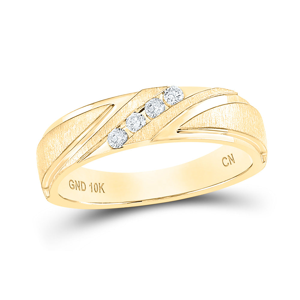 10K Yellow Gold Mens Round Diamond Wedding Band Ring 1/6 Cttw, Mens Size: 7-13