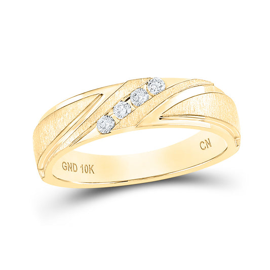 10K Yellow Gold Mens Round Diamond Wedding Band Ring 1/6 Cttw, Mens Size: 7-13