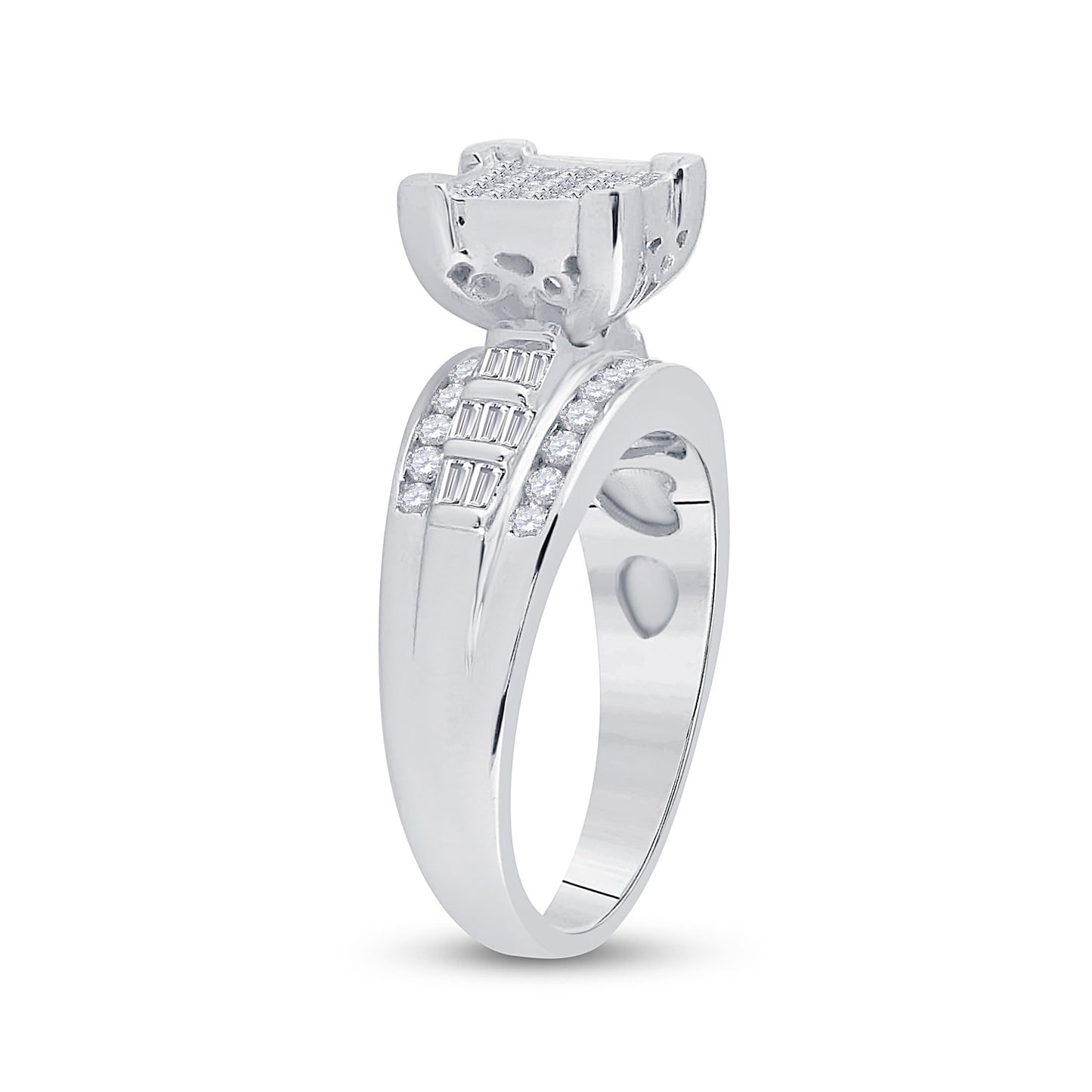 Sterling Silver Princess Diamond Cluster Bridal Wedding Engagement Ring 3/4 Cttw, Womens Size: 5-10