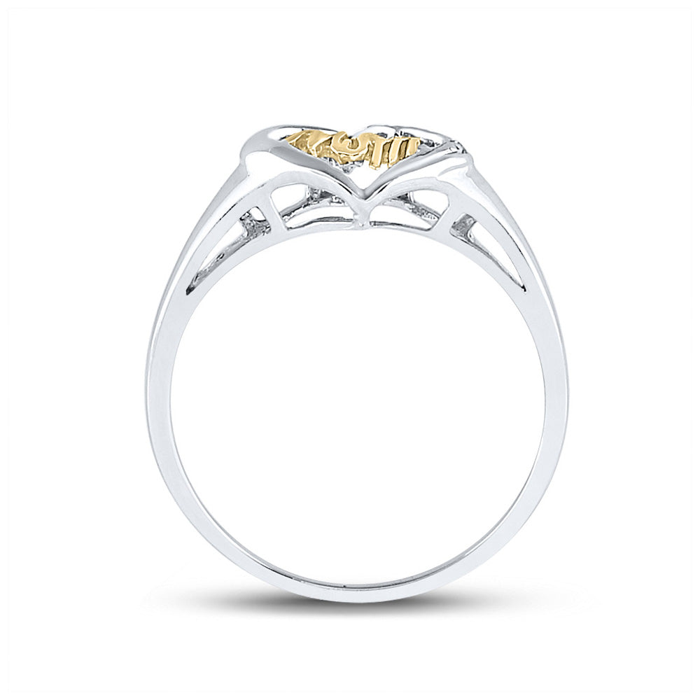 Sterling Silver Womens Round Diamond Mom Heart Ring .02 Cttw, Womens Size: 5-10