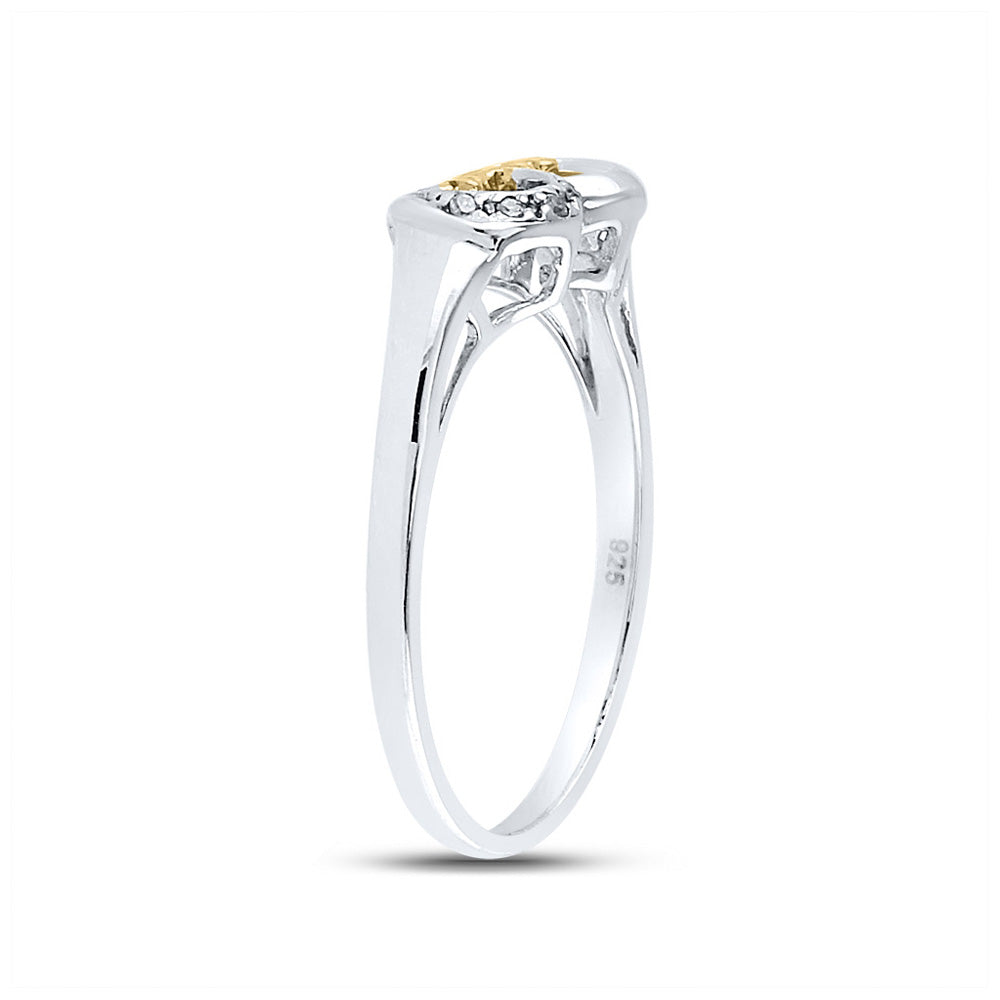 Sterling Silver Womens Round Diamond Mom Heart Ring .02 Cttw, Womens Size: 5-10