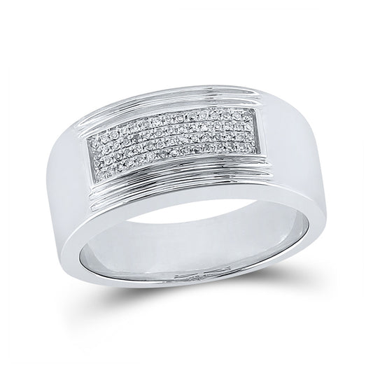 Sterling Silver Mens Round Diamond Band Ring 1/6 Cttw, Mens Size: 7-13