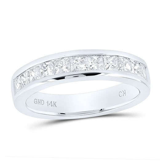 14K White Gold Womens Princess Channel-set Diamond Single Row Wedding Band 1 Cttw, Womens Size: 5-10