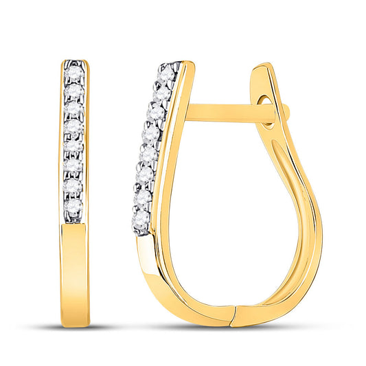 10K Yellow Gold Womens Round Diamond Hoop Earrings 1/20 Cttw