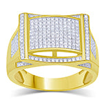 10K Yellow Gold 0.64- 0.66 Cttw Diamond Mens Micropave Rings
