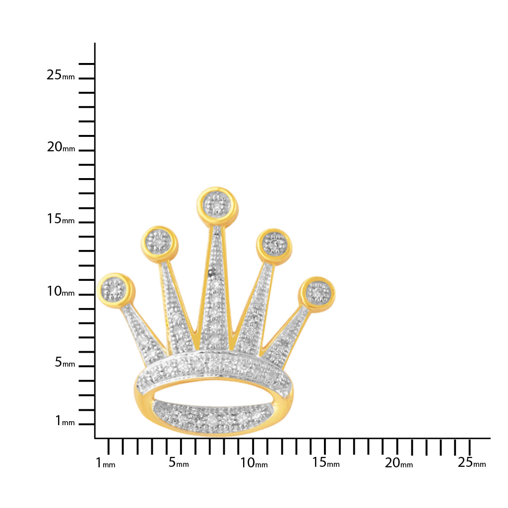 10K Yellow Gold 0.20 Cttw Diamond Micropave "Crown" Earring