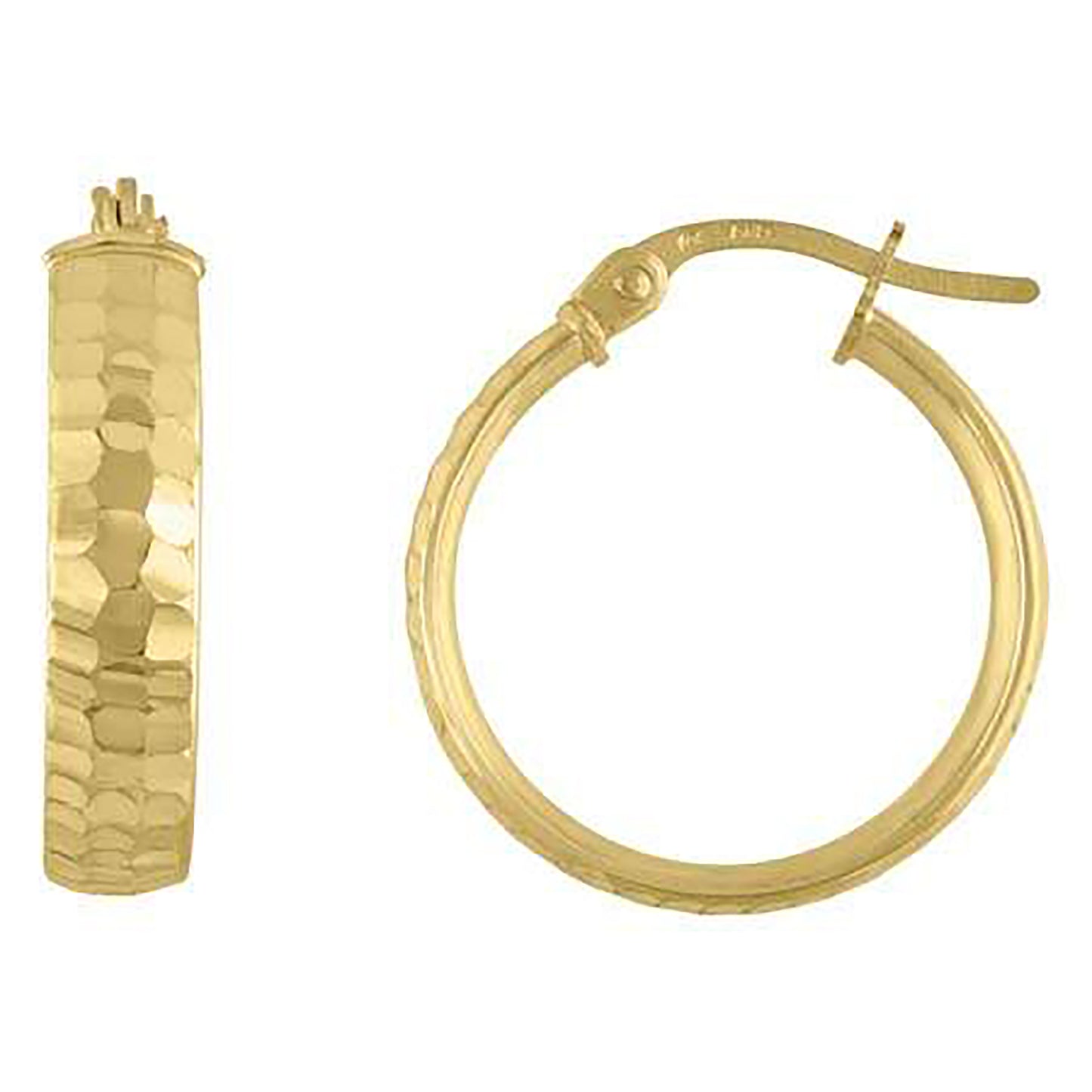 10K Yellow Gold Womens Diamond-cut Hinged Hoops Huggies