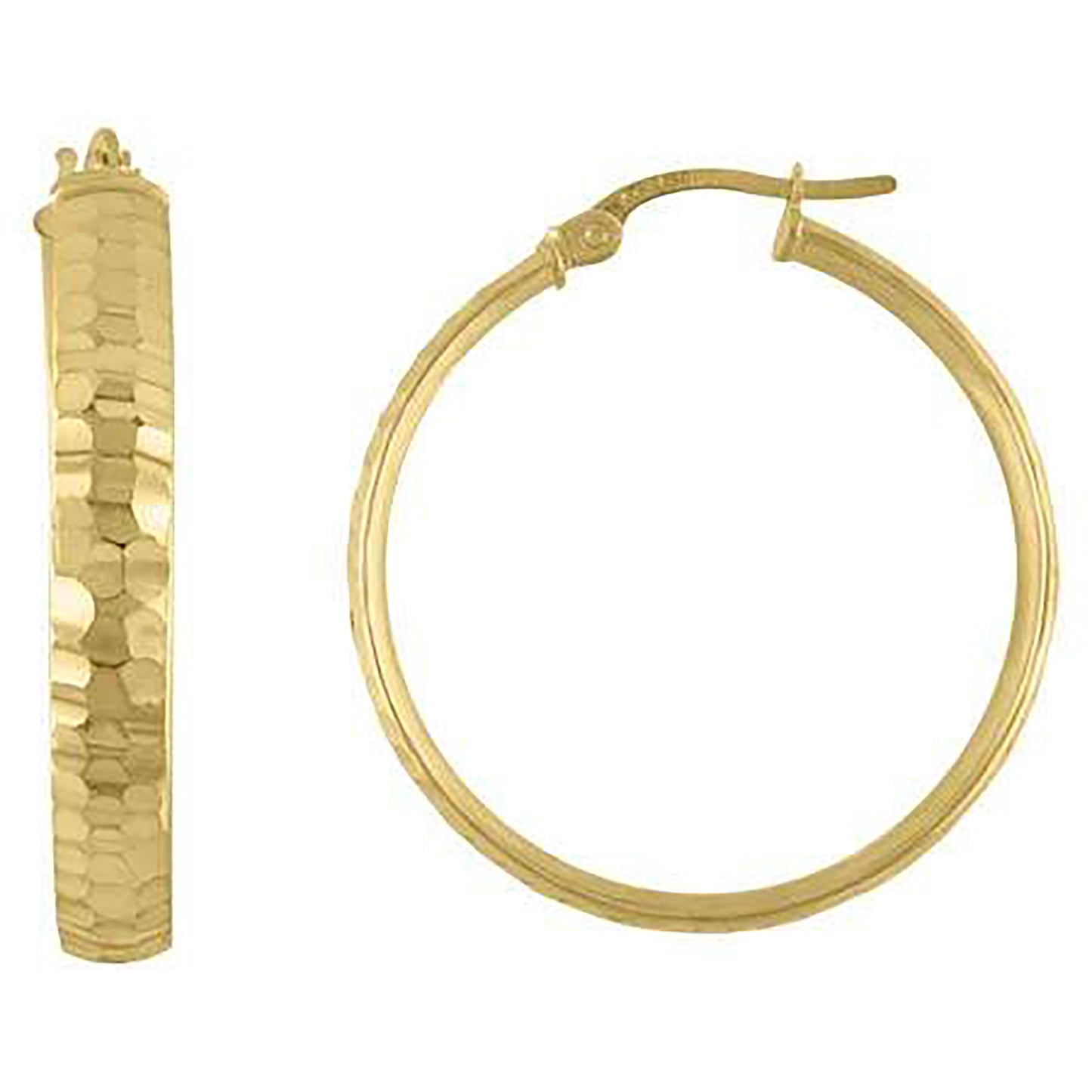 10K Yellow Gold Womens Diamond-cut Hinged Hoops Huggies