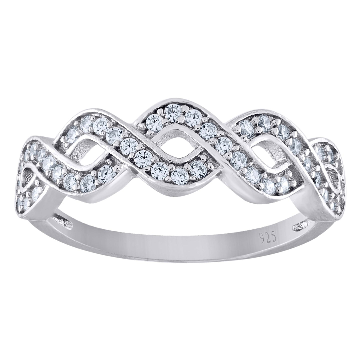 Sterling Silver Weaved Sizes 6 To 9 Womens Cubic-Zirconia Bridal Anniversary Wedding Engagement Band Ring Band
