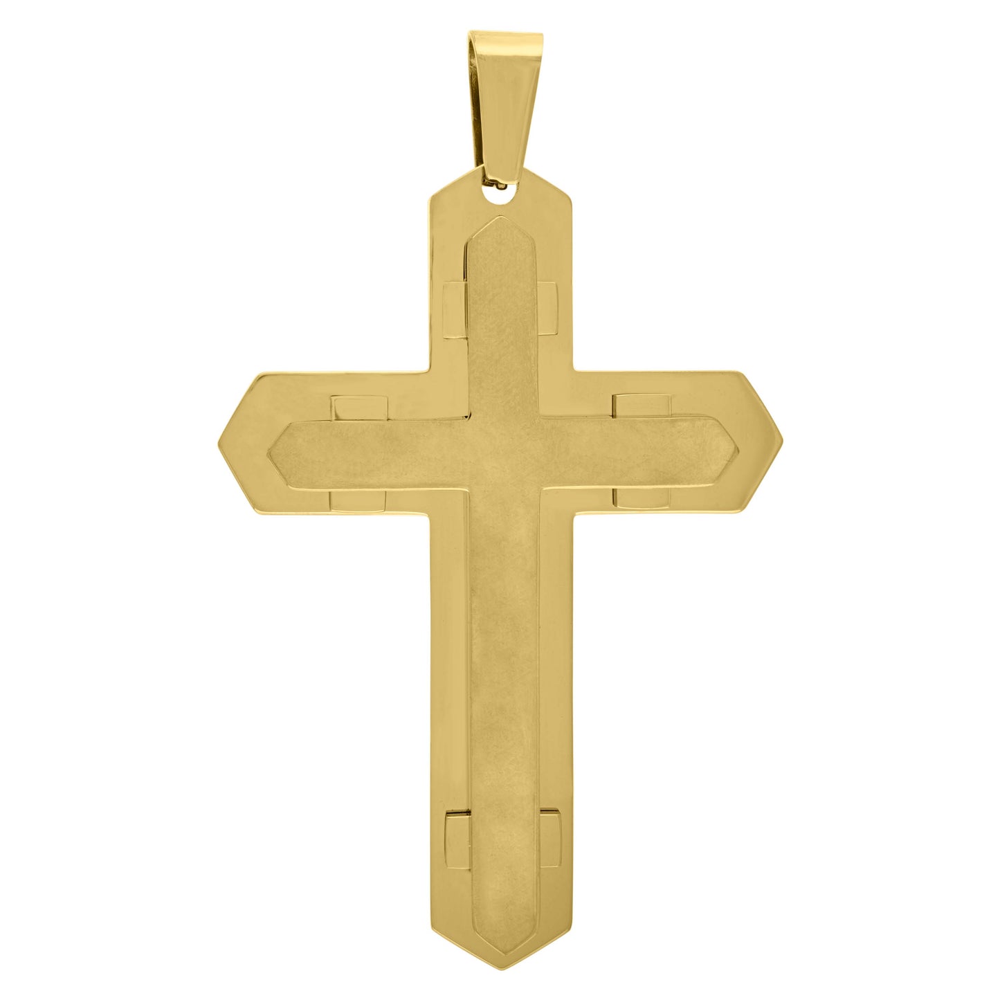 Stainless Steel Mens Two Layer Cross Religious Charm Pendant