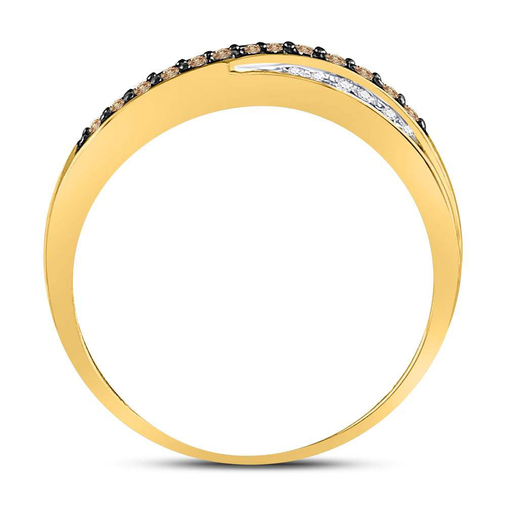 10K Yellow Gold Womens Round Brown Diamond Band Ring 1/4 Cttw, Womens Size: 5-10